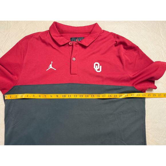 Nike Air Jordan Jumpman OU Oklahoma Sooners Polo SHIRT Mens XL Red/Gray - Picture 8 of 11